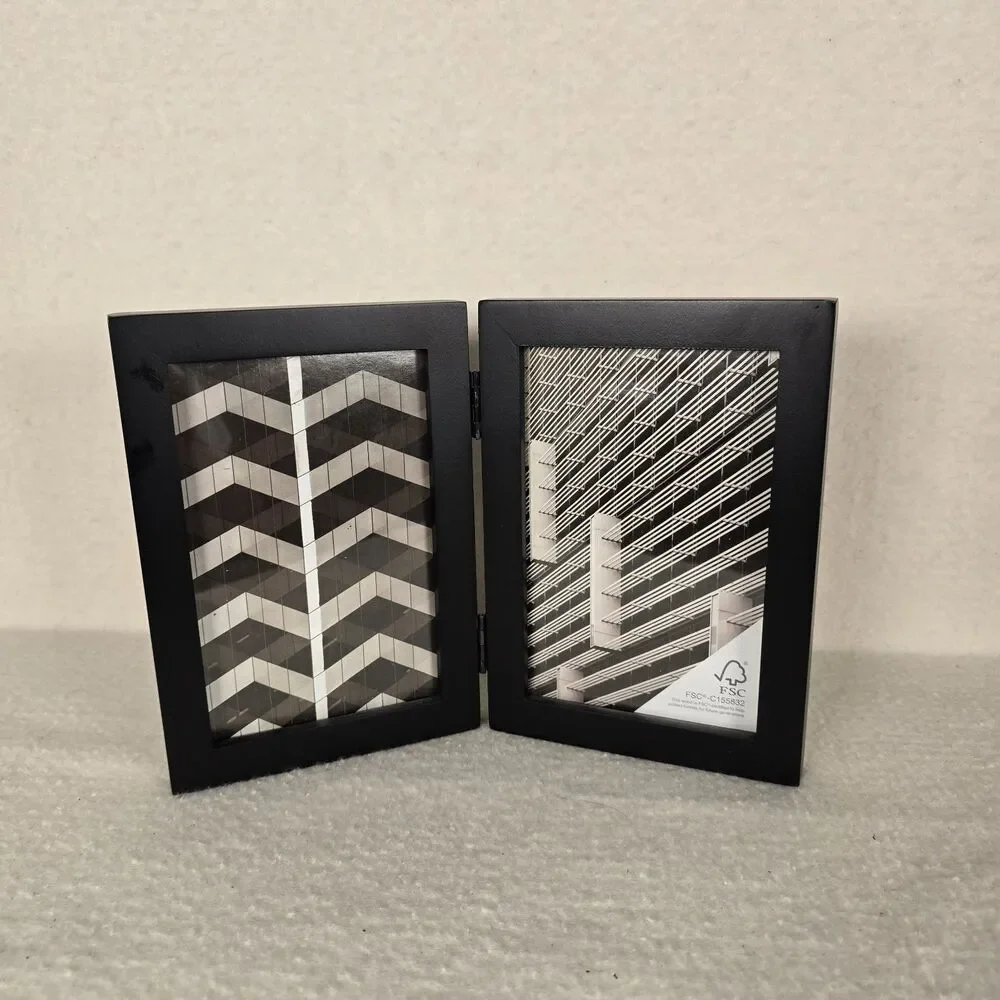 Double Picture Frame Black Hinged 4x6 Size